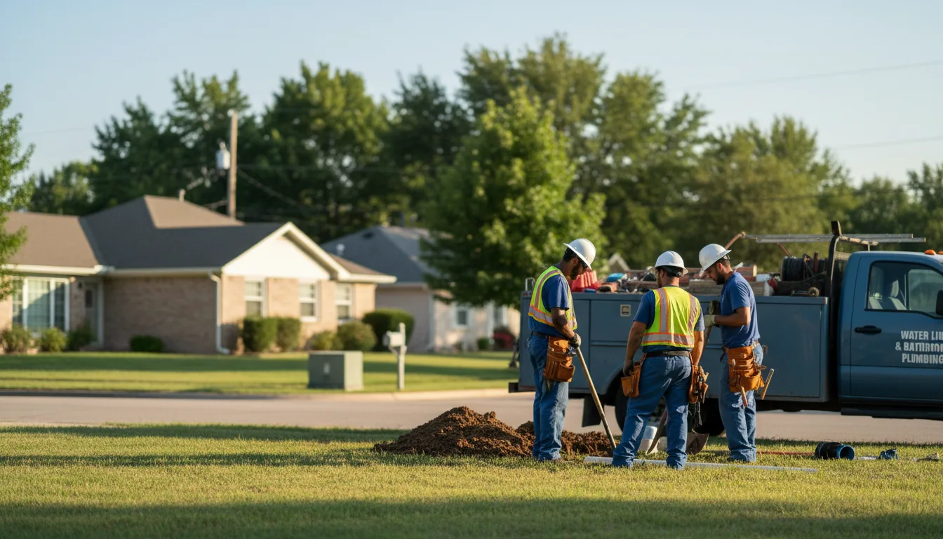 Residential water line and bathroom plumbing service in Colcord, OK